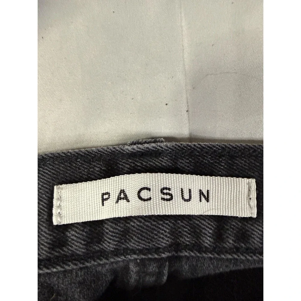 PacSun Jeans Mens 34x32 Gray Charcoal Skinny Distressed Denim Slim Fit Ripped